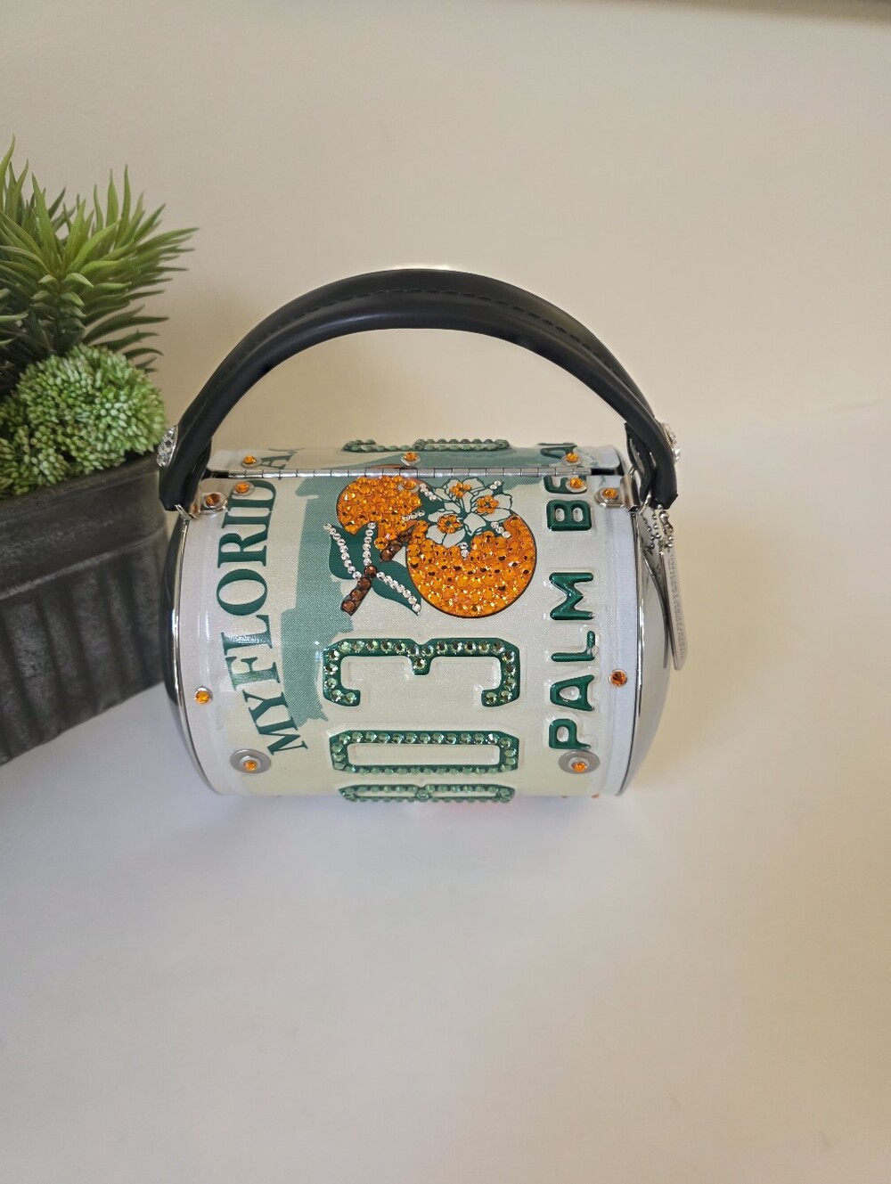 Vintage Littlearth Roadflair FL Swarovski Crystal License Plate Hand Bag- Rare